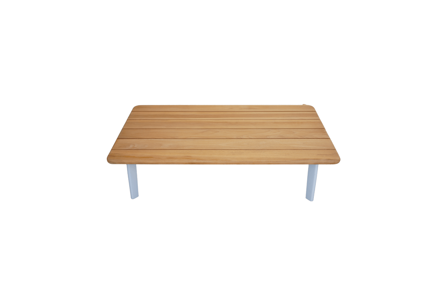 Modern Ember outdoor table with woodgrain top and white aluminium frame for patios and outdoor entertaining in Australia.