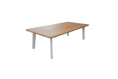 Side profile of Ember outdoor table designed for modern outdoor living spaces and alfresco dining available for pick up in Brisbane.